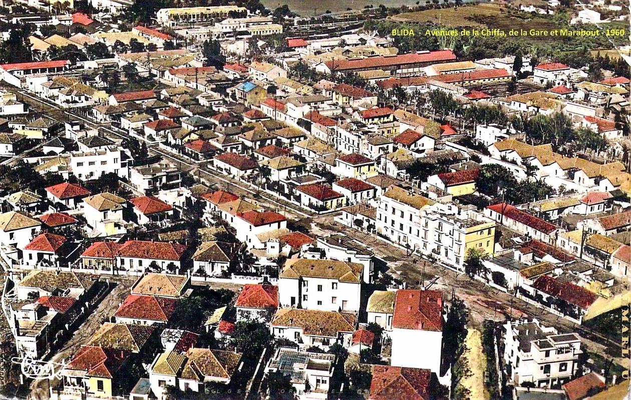 Blida - Vue aerienne - Avenues Chiffa,Marabout et Gare - 1960.jpg